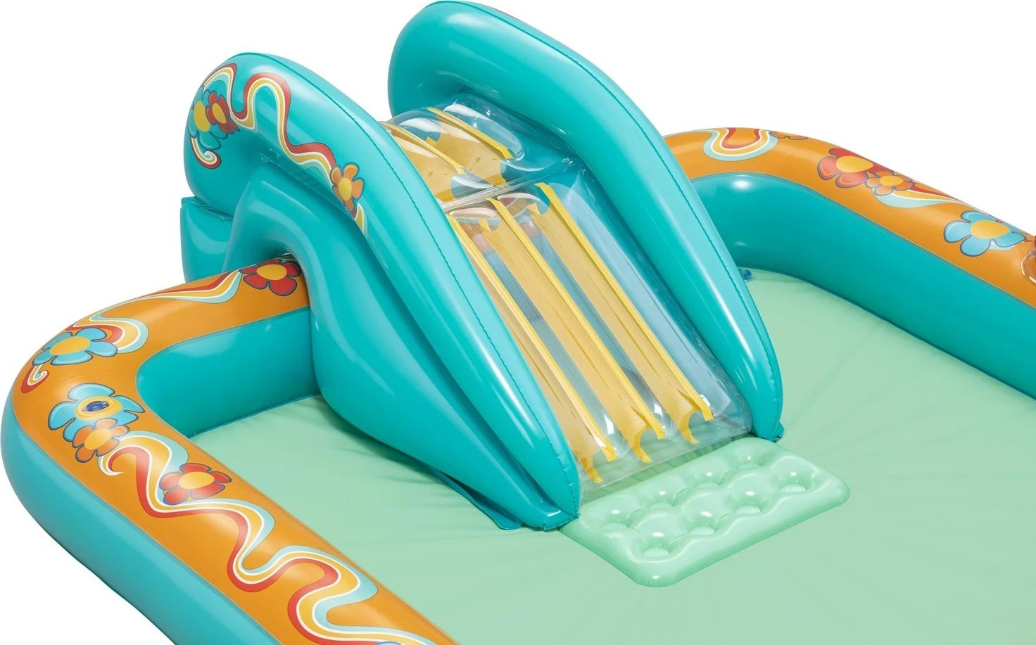 Qendër loje dhe pishinë fryrëse Bestway Retro Groove për fëmijë, 1.93 m x 1.52 m x 74 cm, shumëngjyrëshe