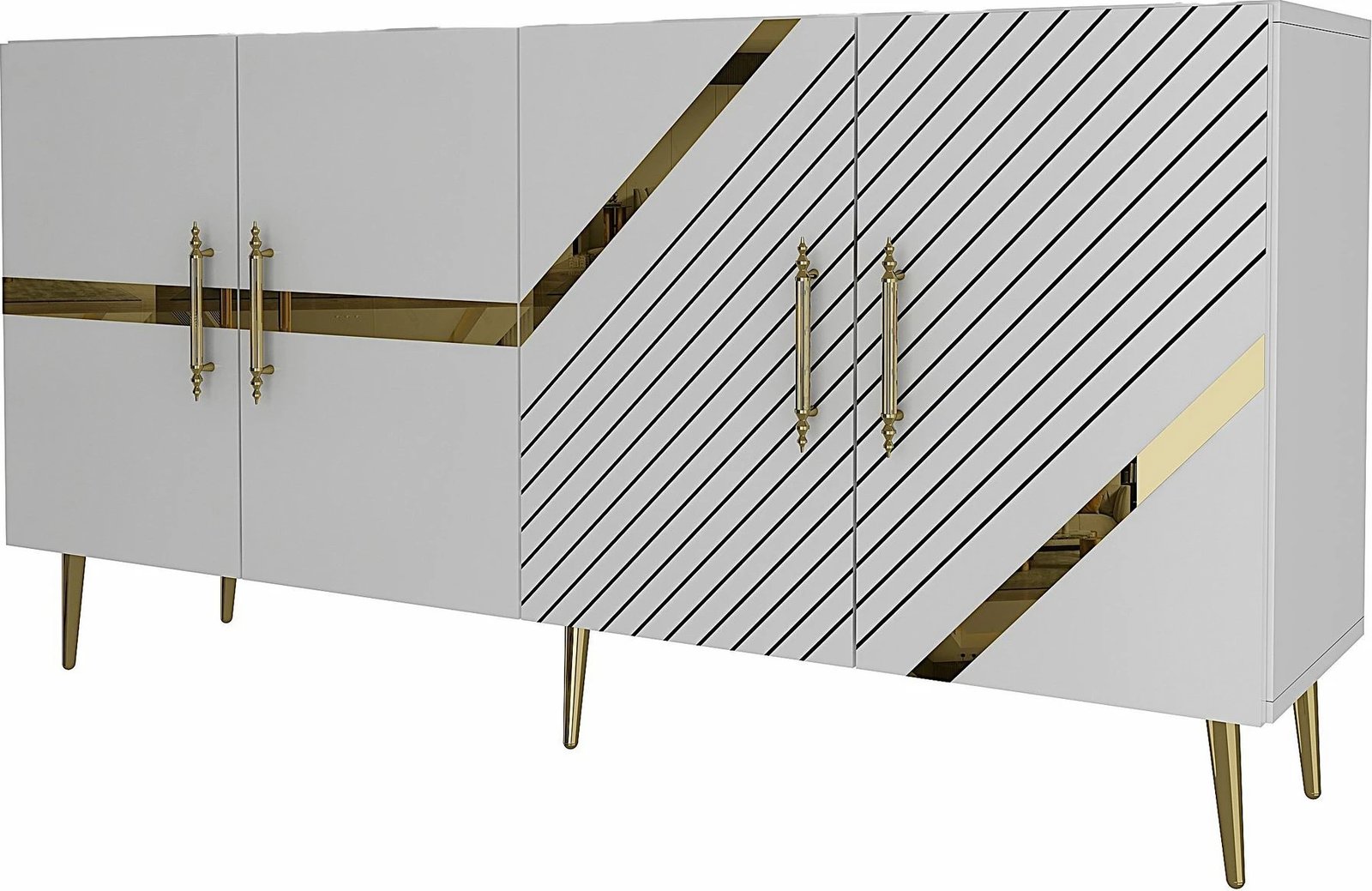 Konsolë moderne, ngjyrë e bardhë dhe ari, Skye Decor, Fuga KB150
