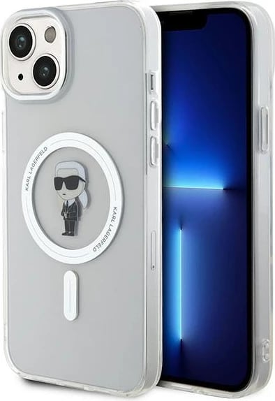 Mbështjellës Karl Lagerfeld IML Ikonik MagSafe për iPhone 15 Plus, transparent