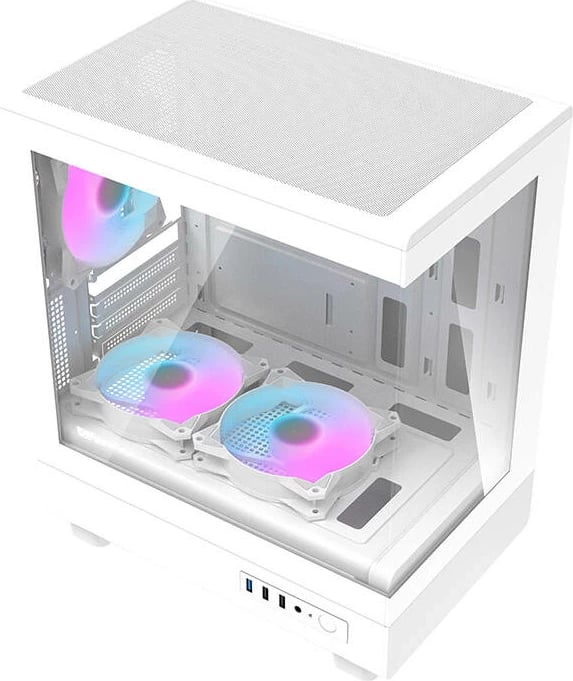 Kasë Darkflash DB330M, Mini Tower, me 3 ventilatorë ARGB, e bardhë