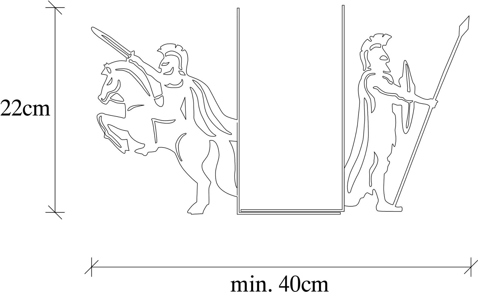 Mbajtës librash metalik Aberto Design, i zi, 40x14x22cm