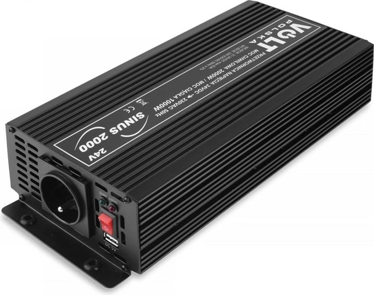 Konvertues sinusi Volt Poland 1000/2000W, 24V në 230V, i zi