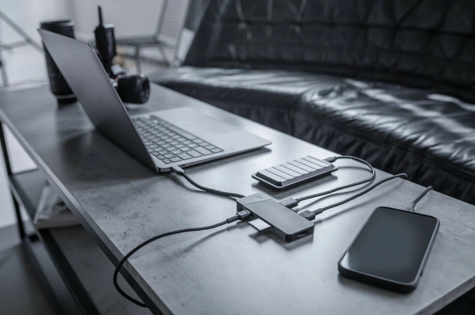 Hub adapter Green Cell HUBGC01, 3xUSB 3.1, HDMI 4K 60Hz, USB-C PD 85W, zi/argjendtë