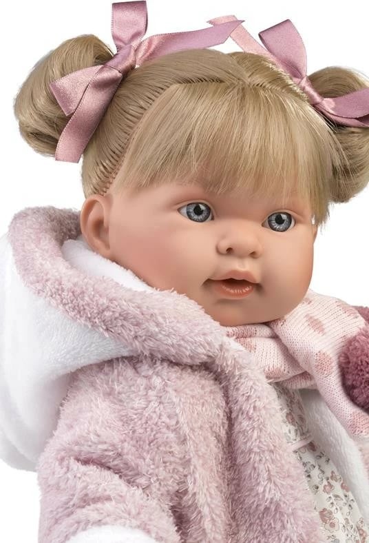 Kukull që qan, Llorens, Alexa 42280, 42 cm, me biberon dhe veshje 8‑pjesëshe, me bateri