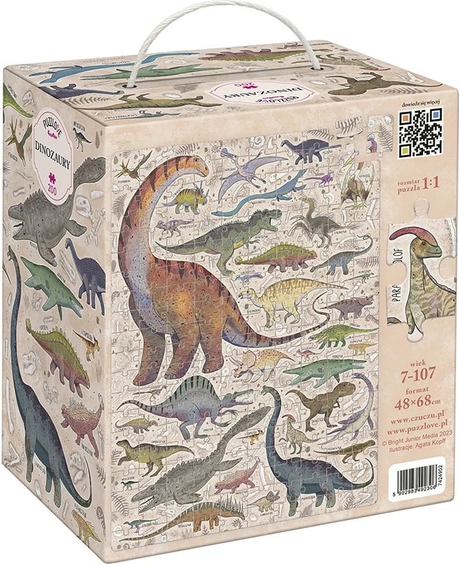 Puzzle CzuCzu Puzzlove Dinosaurs, 200 pjesë, 48x68cm