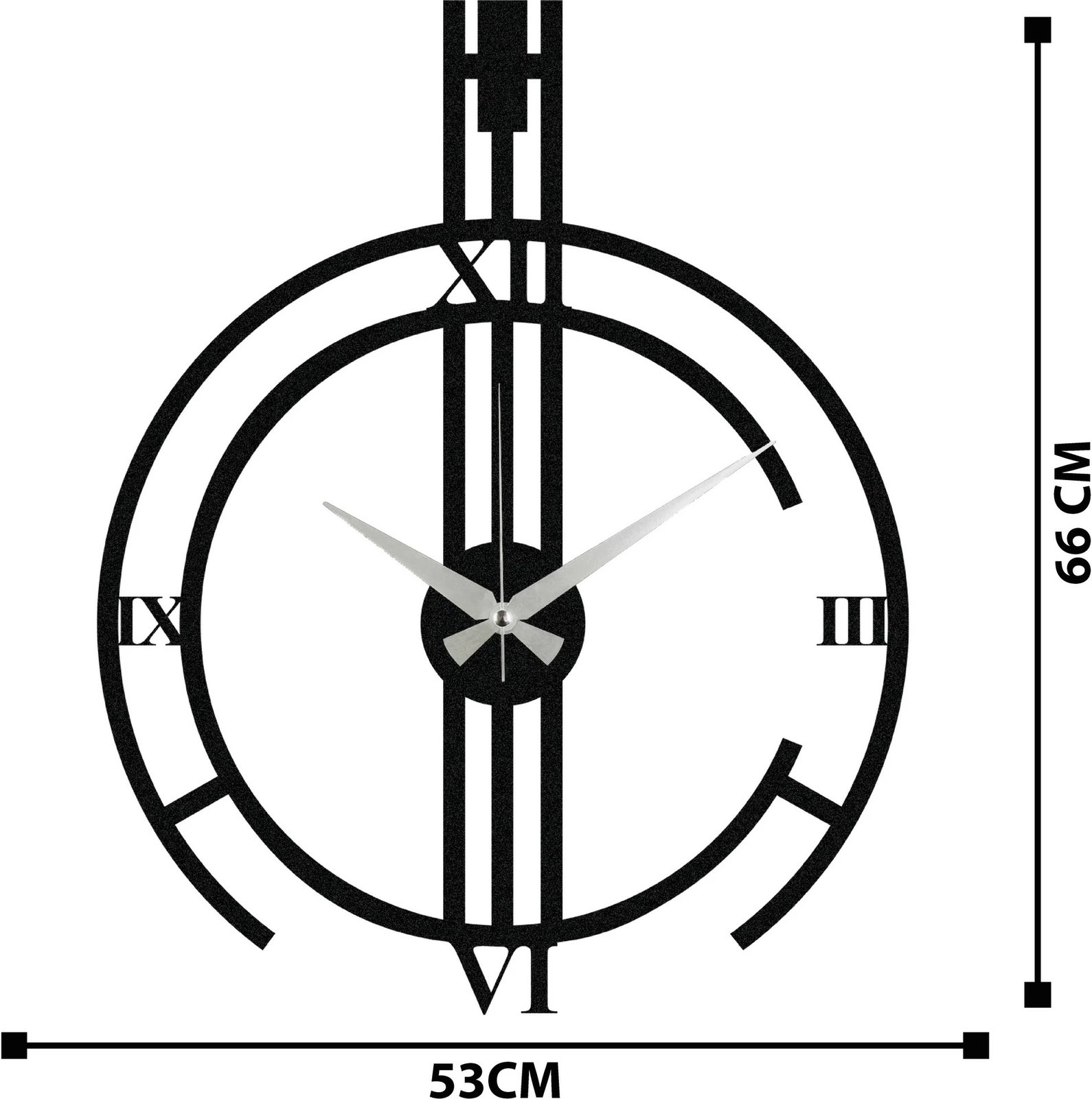 Aksesor dekorativ metalik për mur, Wallity Dalmacyali, ngjyrë e zezë, 53x66cm