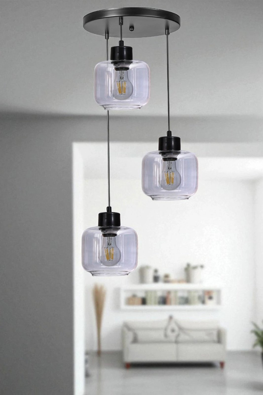 Llambadar Opviq, 9061-3, metal e xham, gri e zi