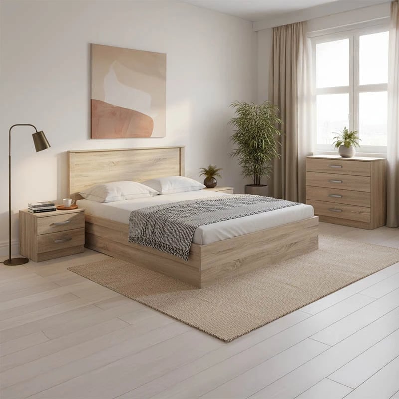 Set dhome gjumi Athos, ngjyrë sonoma, krevat 160x200cm, set 4 pjesësh