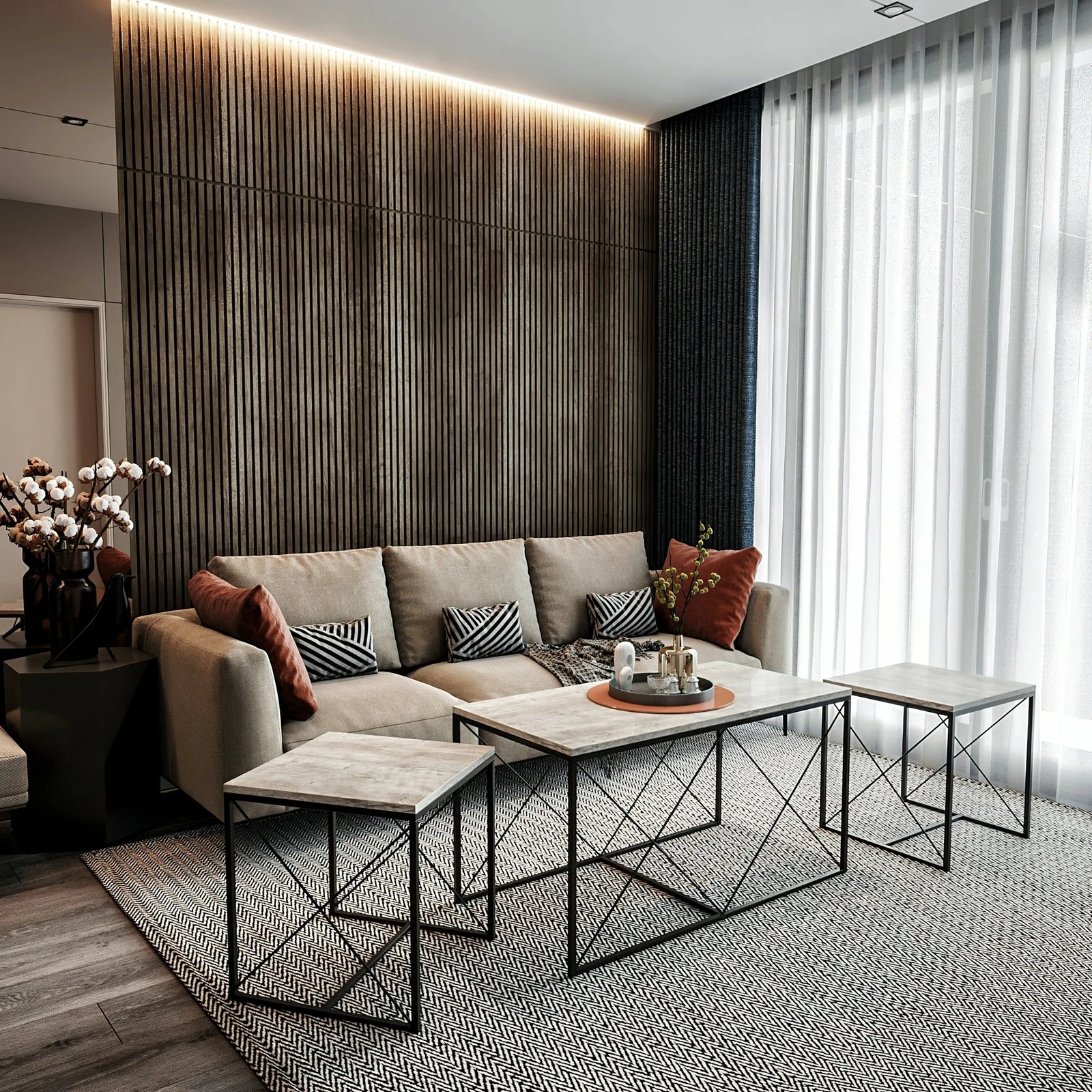 Set tavolinash kafeje Hanah Home, Defne, ngjyrë gri e çelët