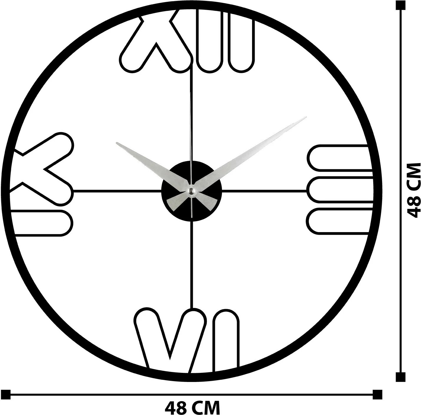 Orë muri dekorative prej metali, Wallity, Mali, e zezë, 48x48cm