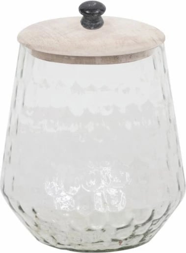 Kavanoz qelqi me kapak, ngjyrë druri e zbardhur, 14x14x20cm