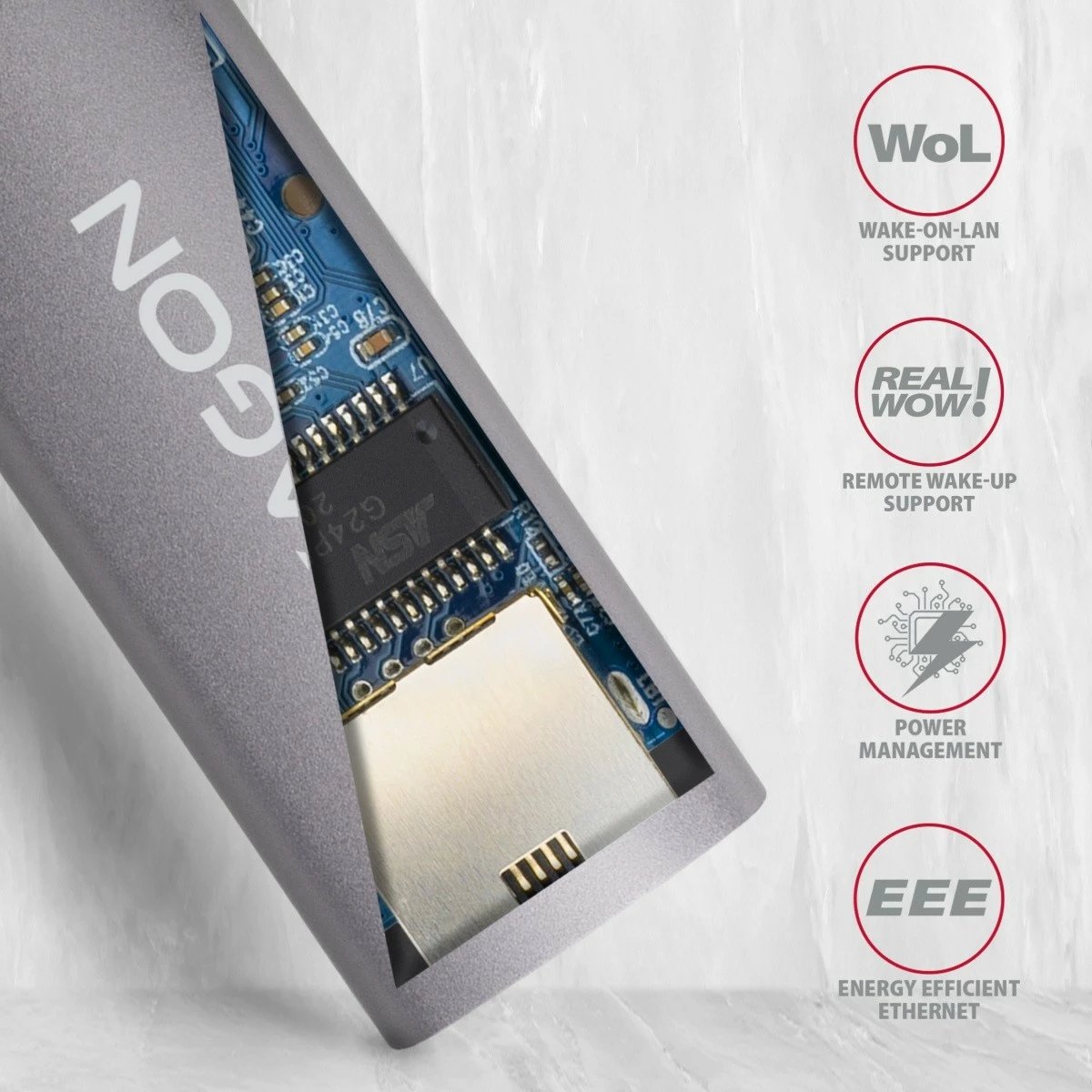 Adapter rrjeti AXAGON ADE-TR, USB-A 3.2 Gen 1 në Gigabit Ethernet, Titanium Gri