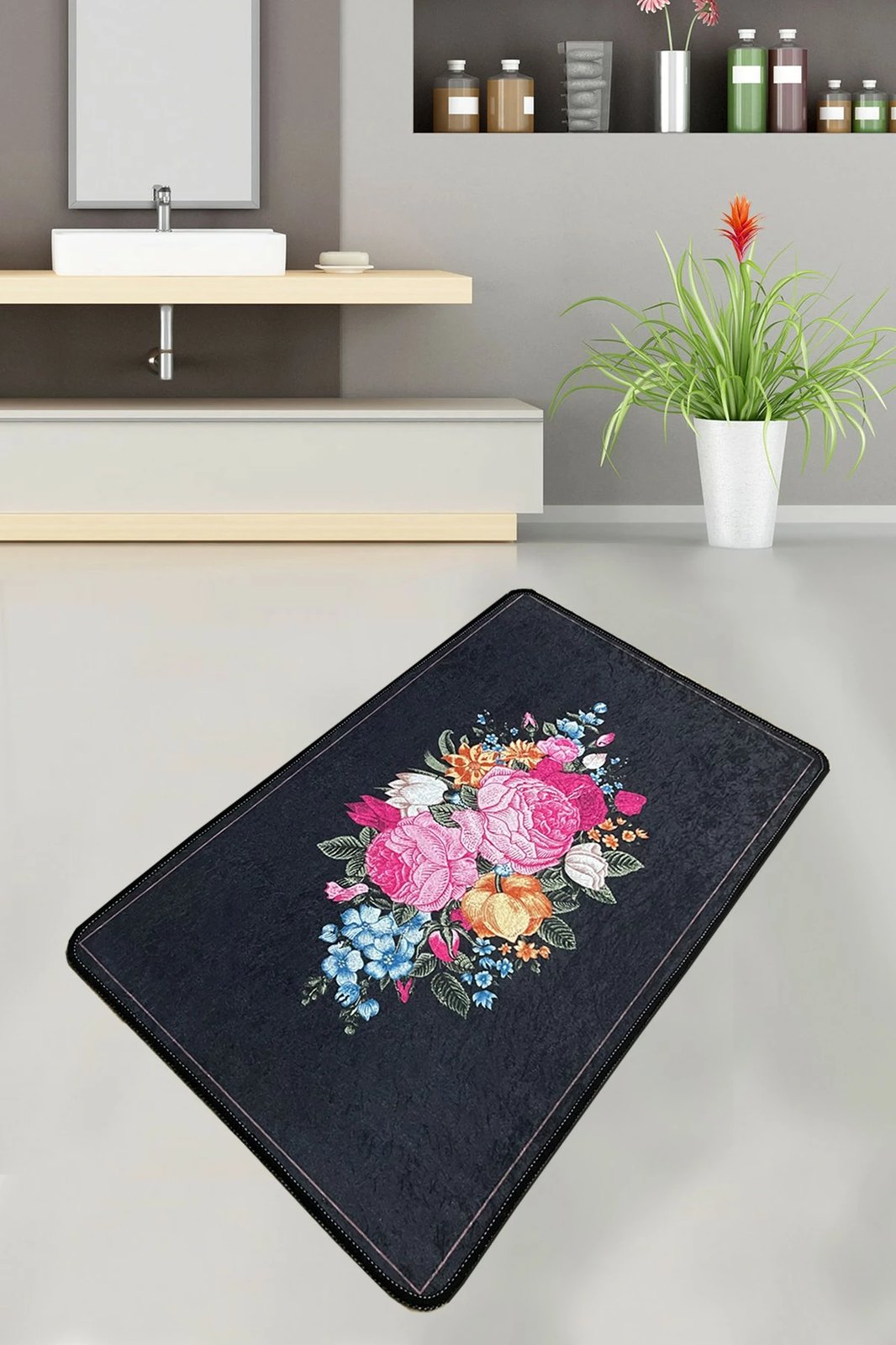 Tapet për banjo Mijölnir, Blomst, shumëngjyrësh, 70x120cm