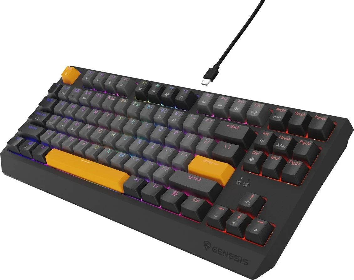 Tastierë mekanike gaming GENESIS Thor 230 TKL, Outemu Red, RGB, Wireless + Bluetooth + USB, Portokalli Tastierë mekanike gaming GENESIS Thor 230 TKL, Outemu Red, RGB, Wireless + Bluetooth + USB, Portokalli