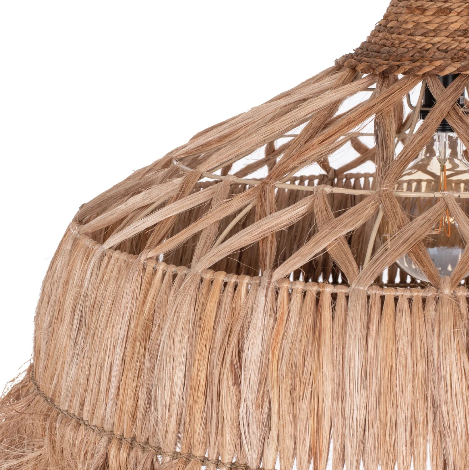 Llambë tavani prej fibrash abaka, ngjyrë natyrale, Φ80x62-90Hcm, FH7780 Llambë tavani prej fibrash abaka, ngjyrë natyrale, Φ80x62-90Hcm, FH7780