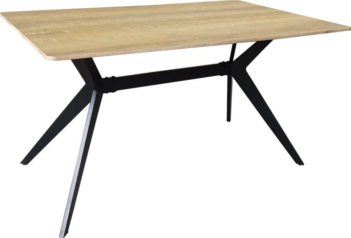 Tavolinë Ezali, sipërfaqe sonoma, këmbë metalike të zeza, 140x80x75cm