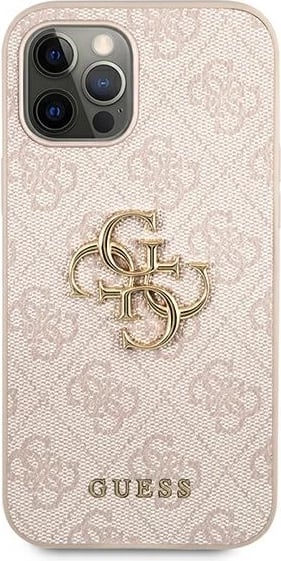 Mbështjellës Guess GUHCP12M4GMGPI për iPhone 12/12 Pro 6.1", rozë, hardcase 4G Big Metal Logo