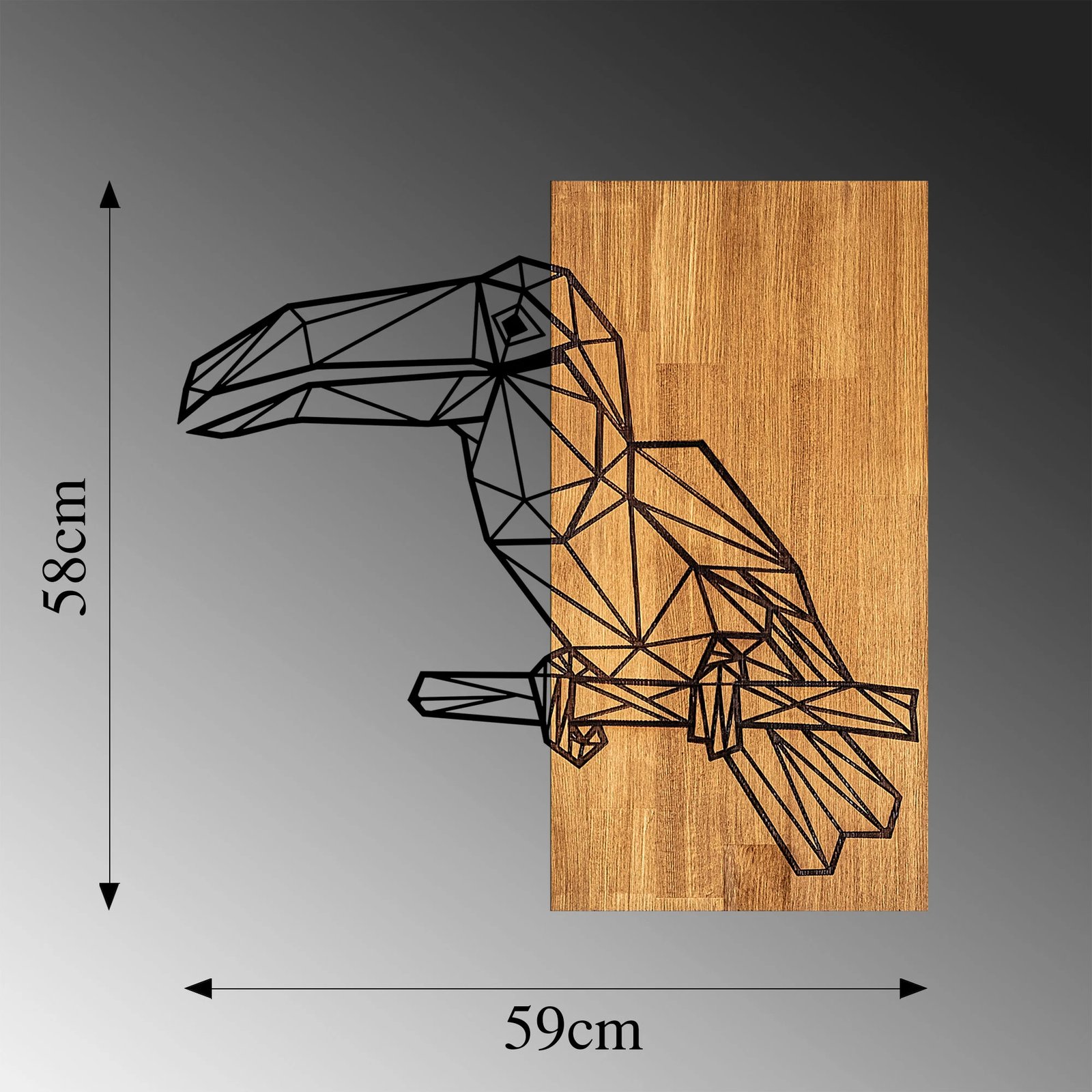 Aksesor dekorativ për mur, dru dhe metal, Wallity MA-293, ngjyrë arre/zezë, 58x60cm