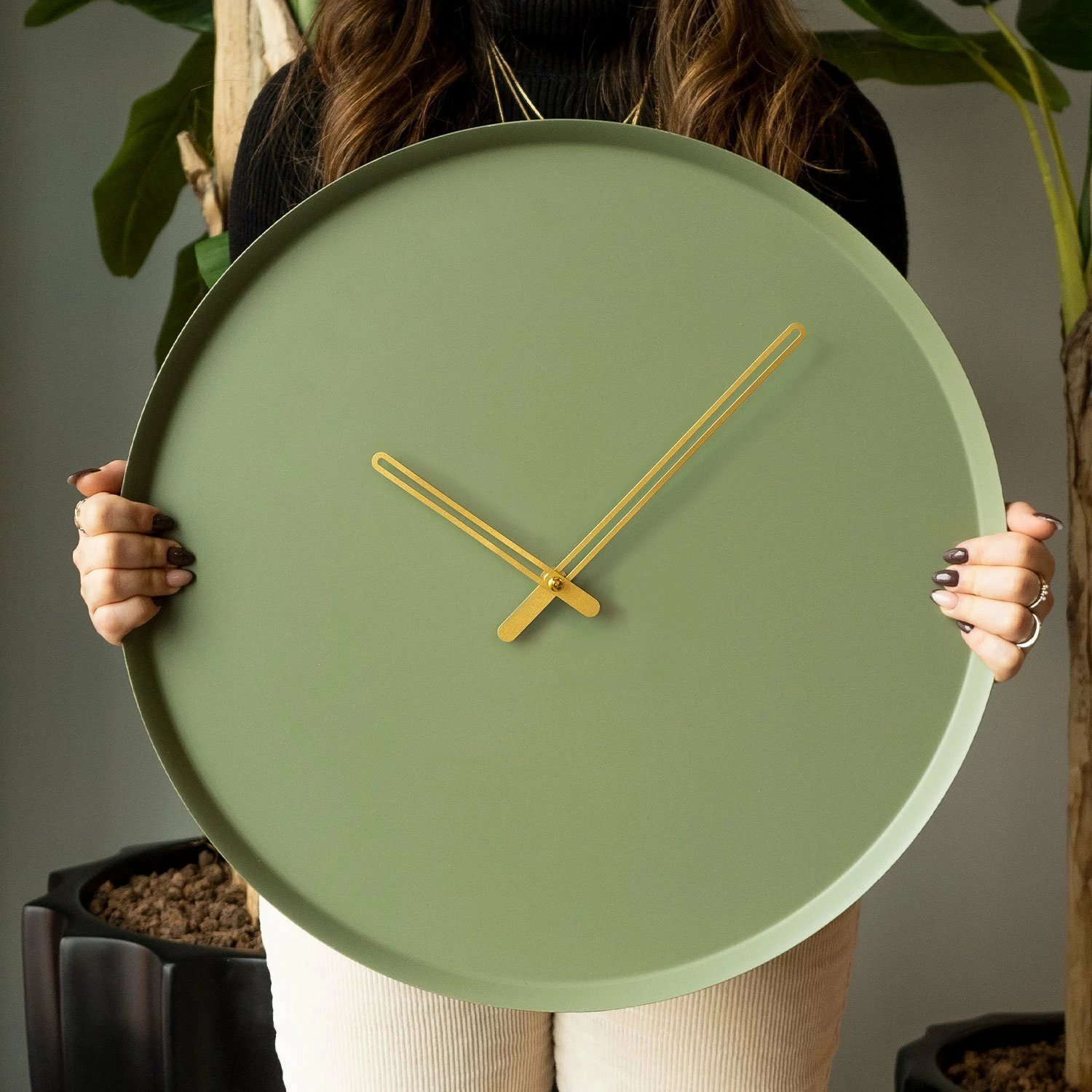 Orë muri dekorative prej metali, Wallity, ngjyrë e gjelbër, APS111