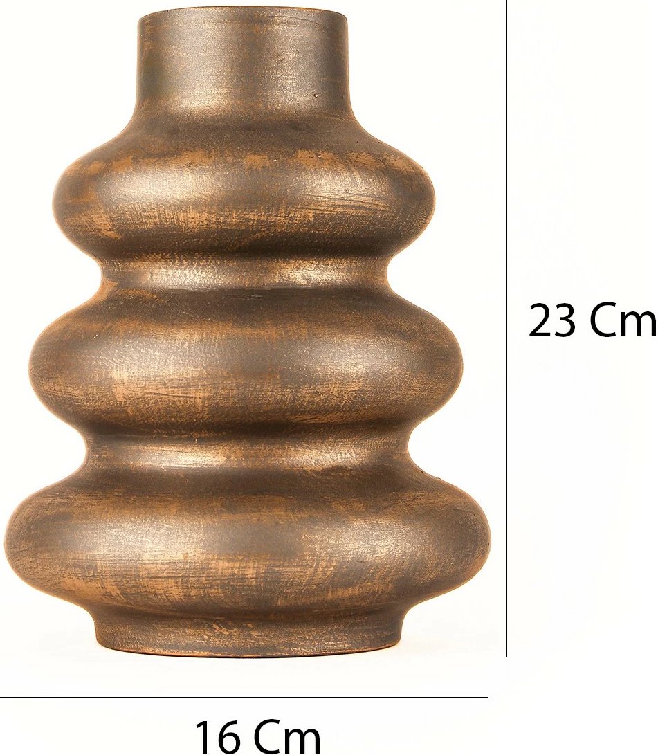 Vazo dekorative prej qeramike, ngjyrë kafe, Evila Originals, BK007, 19x18.5cm