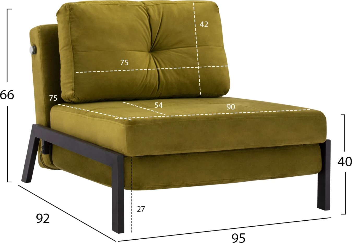 Karrige shtrat Constance, kadife jeshile ulliri, FH3078.13, 95x92x66 cm Karrige shtrat Constance, kadife jeshile ulliri, FH3078.13, 95x92x66 cm