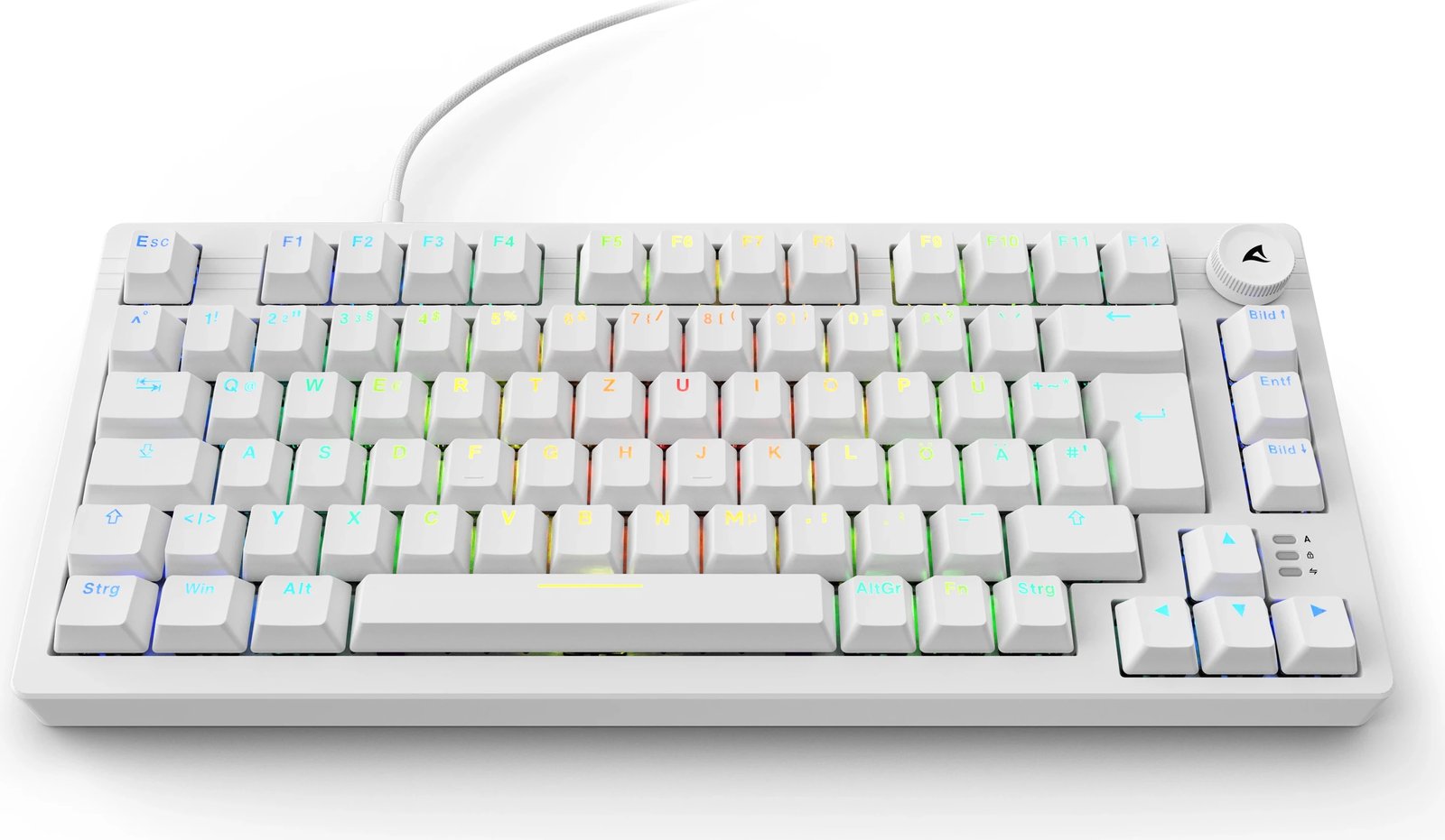 Tastierë gaming Sharkoon Skiller SGK25, mekanike, RGB, pa numpad, e bardhë