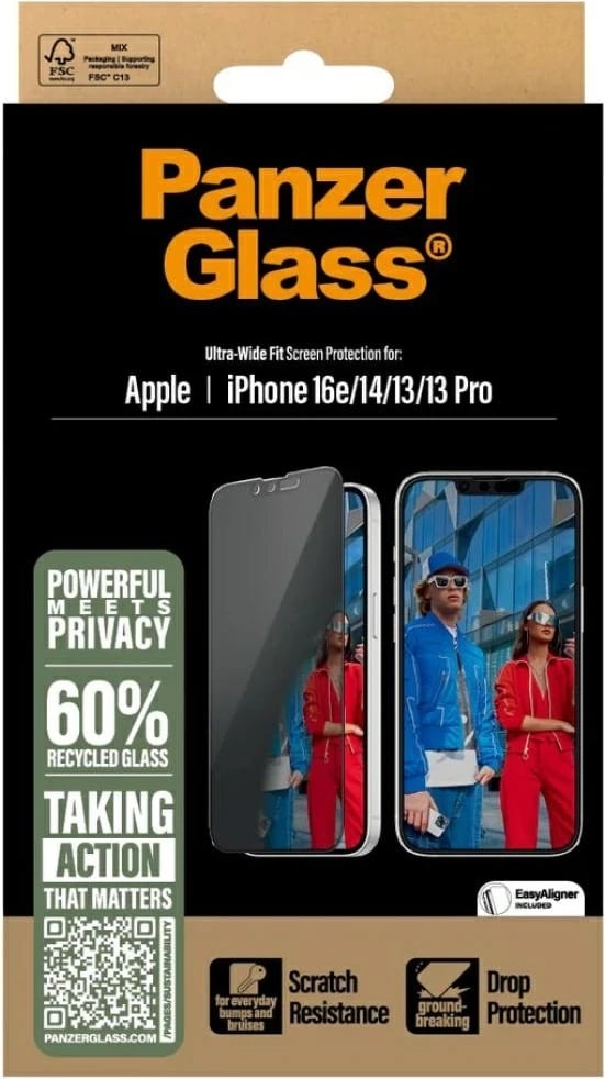 Xham privatësie PanzerGlass Ultra-Wide Fit për iPhone 16e/14/13/13 Pro