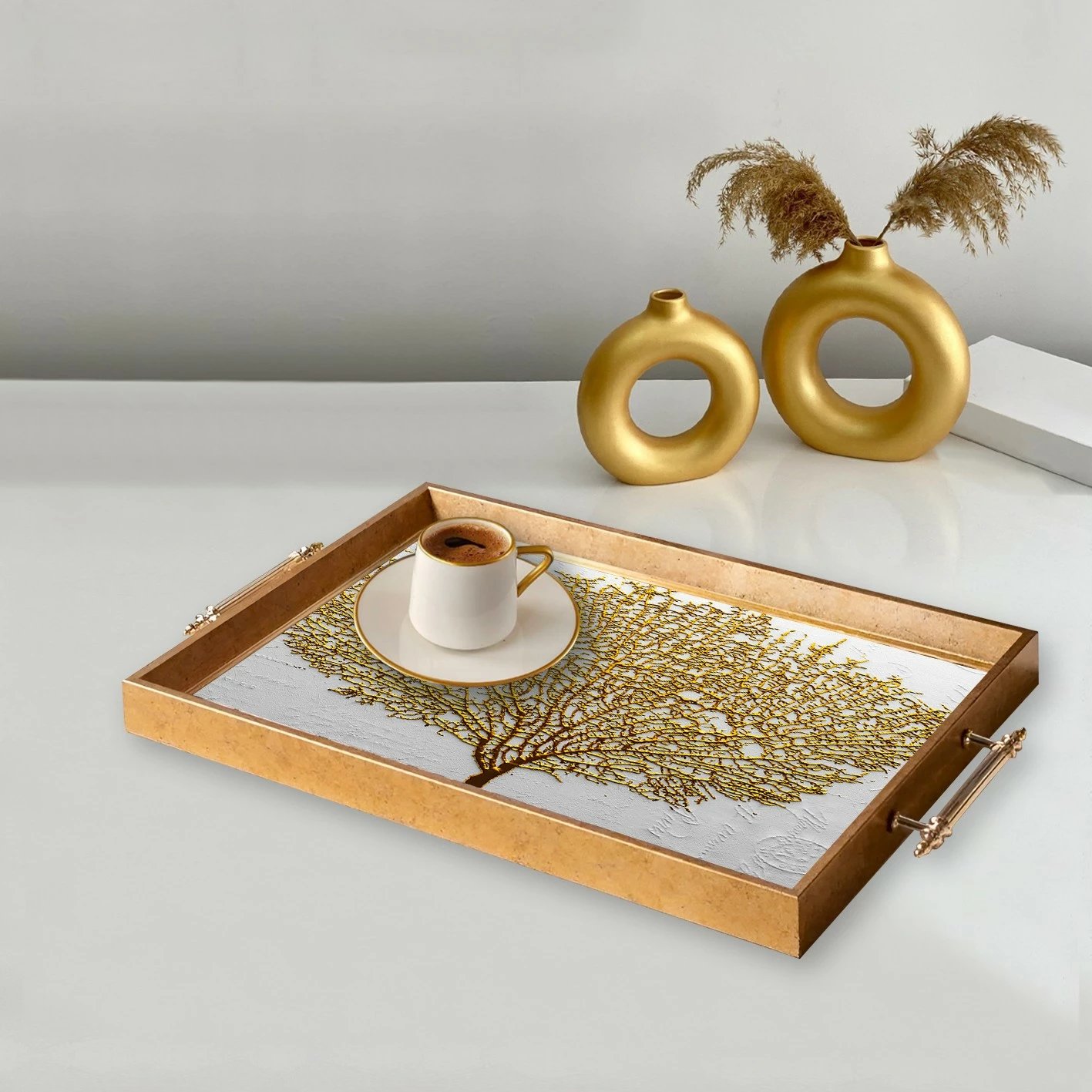Tabaka dekorative prej qelqi, shumëngjyrëshe, Aberto Design, TPEA9943, 50x29x3.5 cm