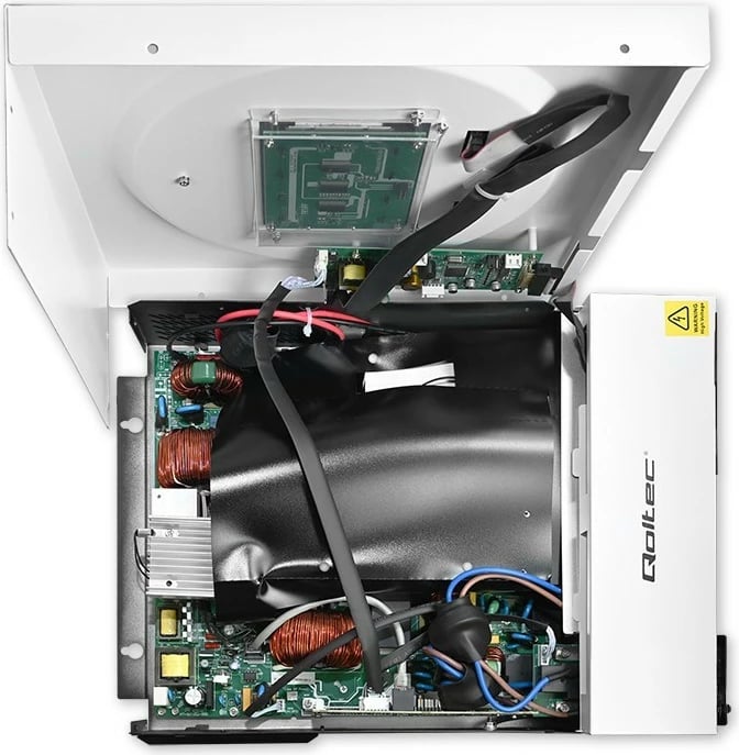 Inverter solar hibrid Qoltec 53873, 6kVA/6kW, MPPT 120A, Wi-Fi, LCD, BMS, zi/bardhë