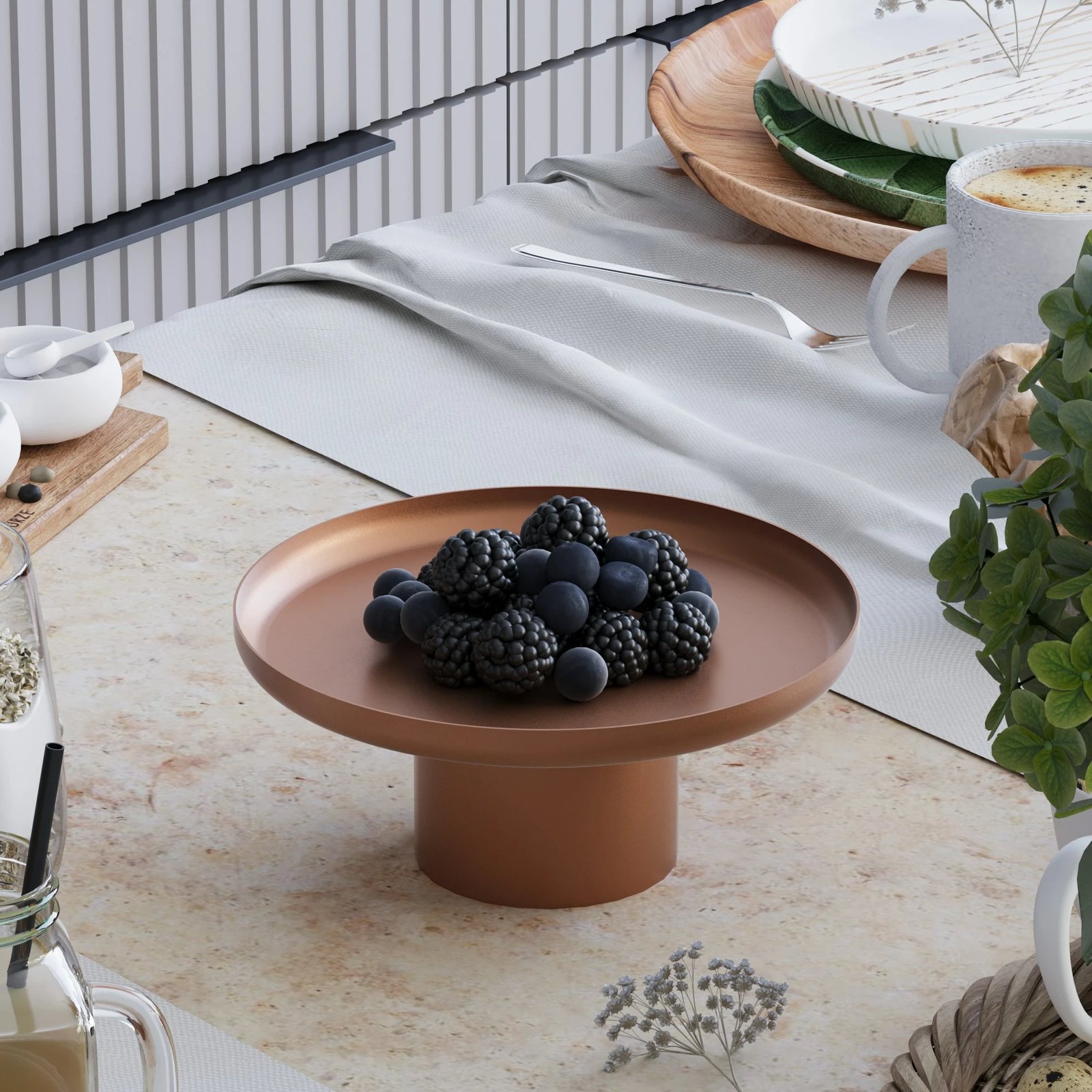 Set aksesorë dekorativ metalik Nısıros-A, 3 copë, bakër