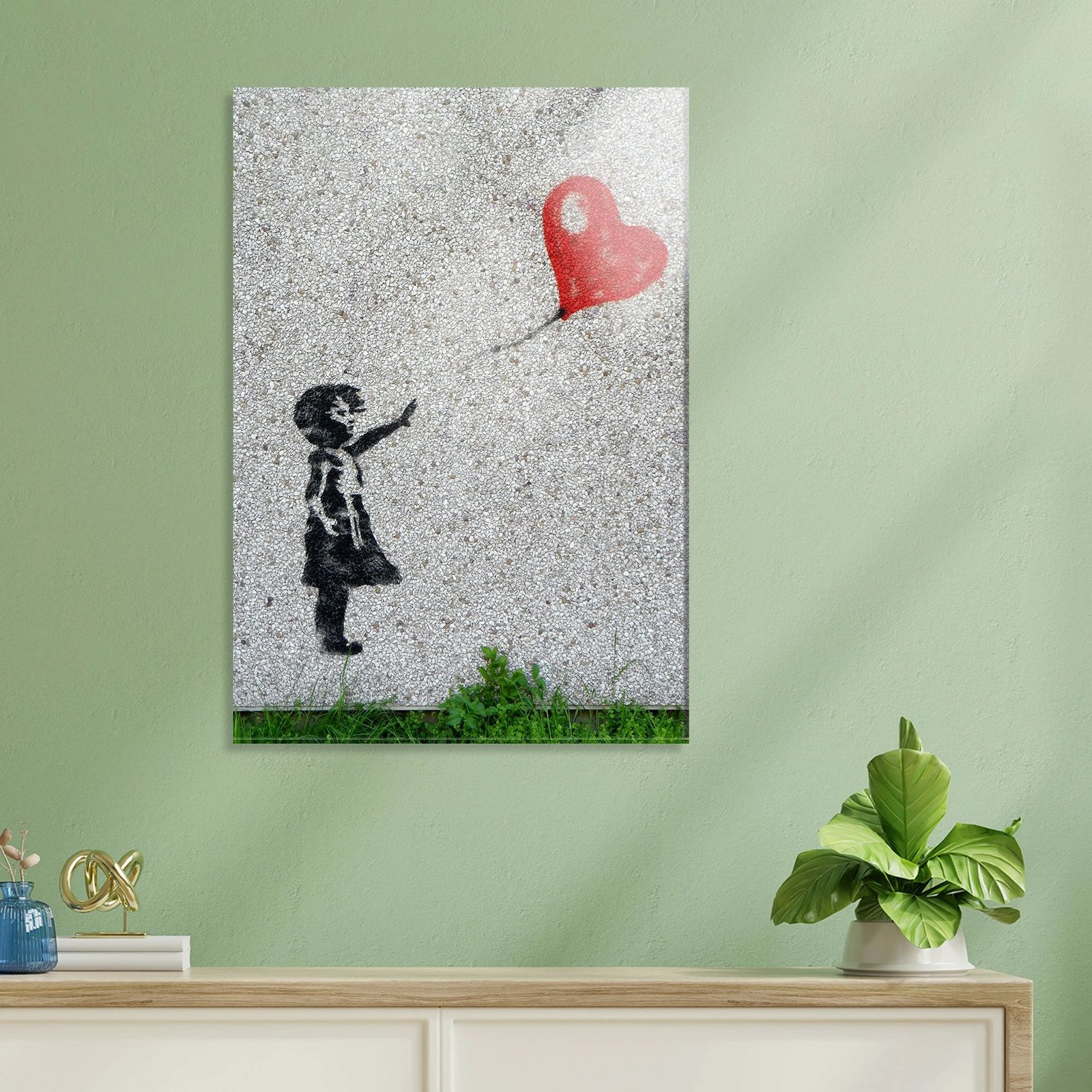 Pikturë dekorative prej xhami të temperuar, Banksy, shumëngjyrëshe, 30x45cm, UV-017