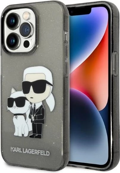 Mbështjellës Karl Lagerfeld Karl&Choupette për iPhone 14 Pro Max, i zi