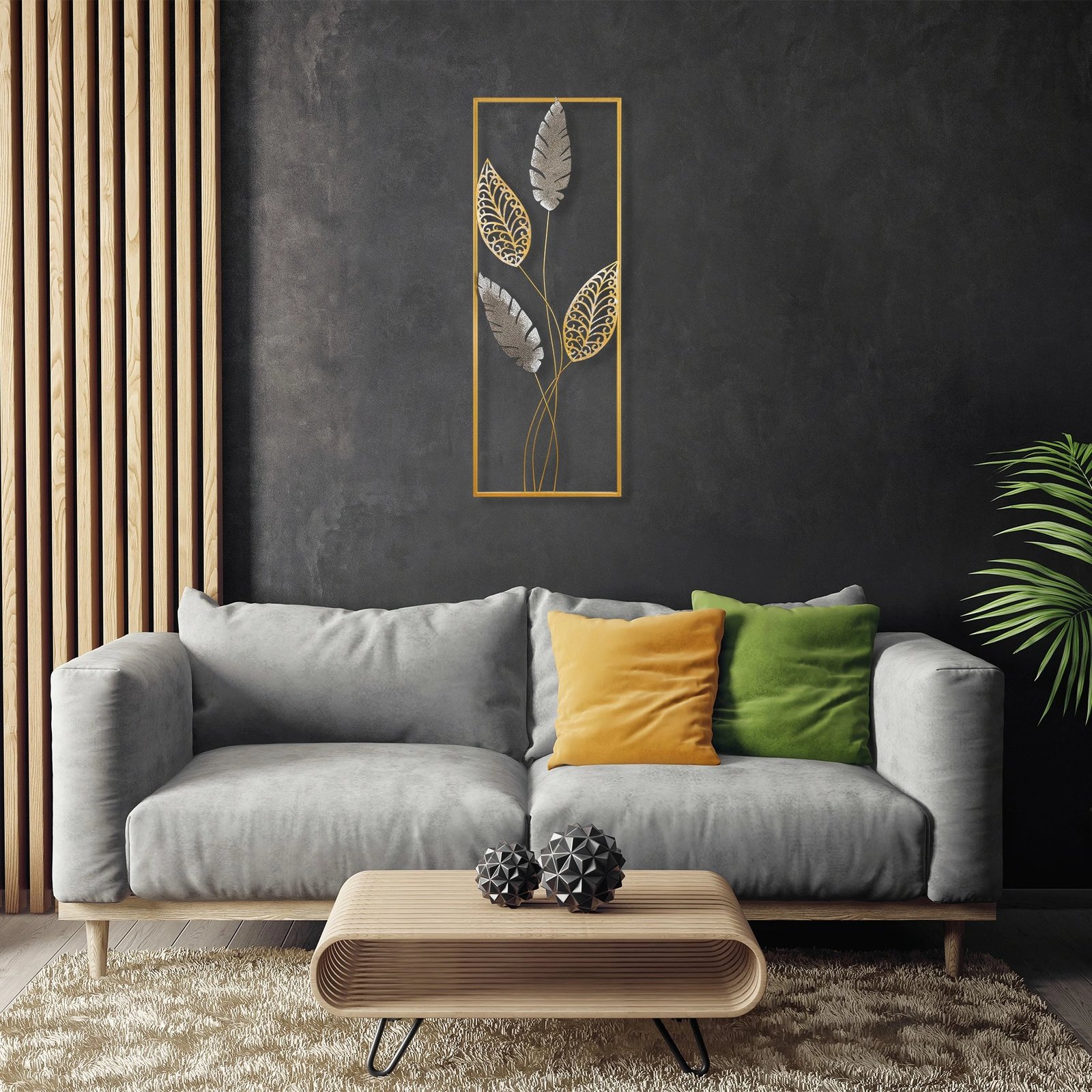 Aksesor dekorativ metalik për mur, Wallity Timeyi, shumëngjyrësh, 32x90x5cm