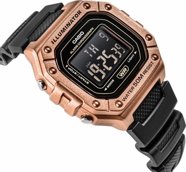 Orë dore për meshkuj CASIO, e zezë