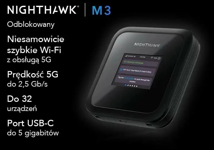 Router mobil Netgear Nighthawk M3 MH3150-100EUS 5G WiFi 6, i zi, set me bateri + kabllo USB-C