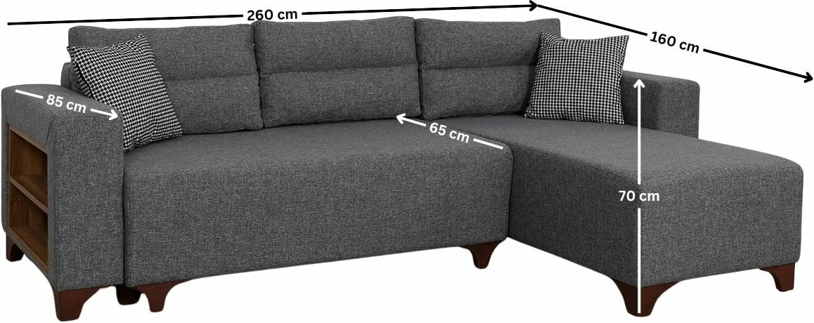 Kënd-sofë krevati Tloft Mini, ngjyrë gri, Atelier del Sofa