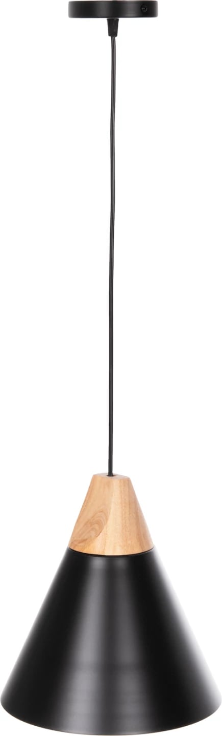 Llambë varëse tavani, kapak metali i zi, detaj druri, FH4148, Φ22x115H cm Llambë varëse tavani, kapak metali i zi, detaj druri, FH4148, Φ22x115H cm