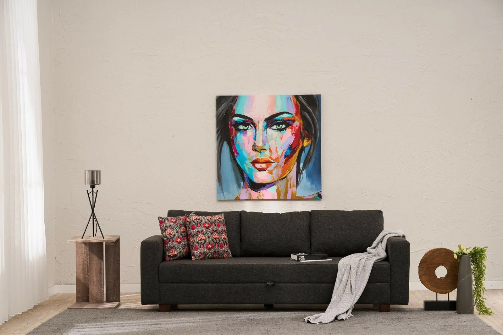 Divan-krevat treshe, Atelier del Sofa, Aly, ngjyrë antracit