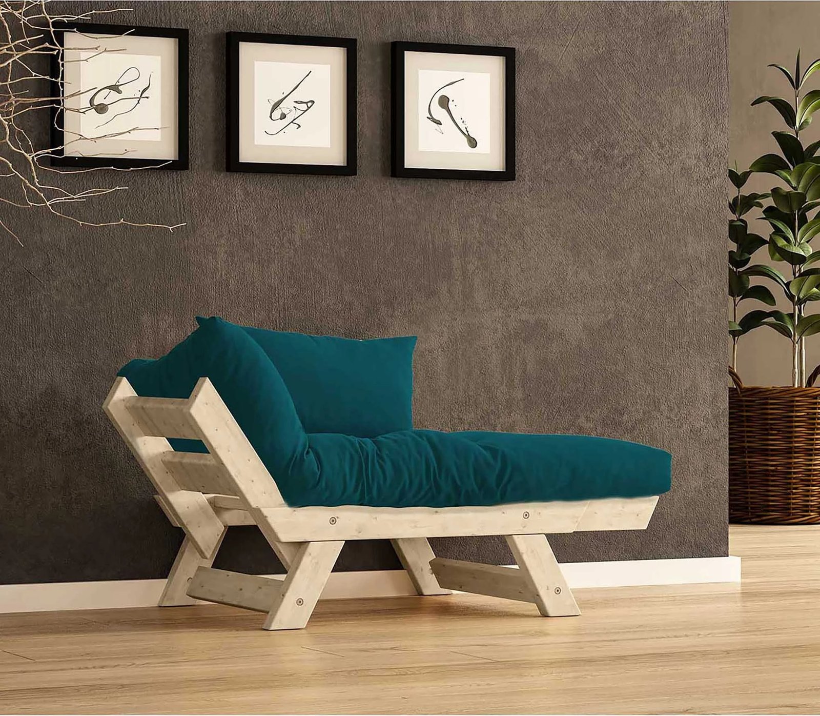 Karrige për kopsht një vend, Skye Decor, natyrale/petrol blue, CPT8148-140