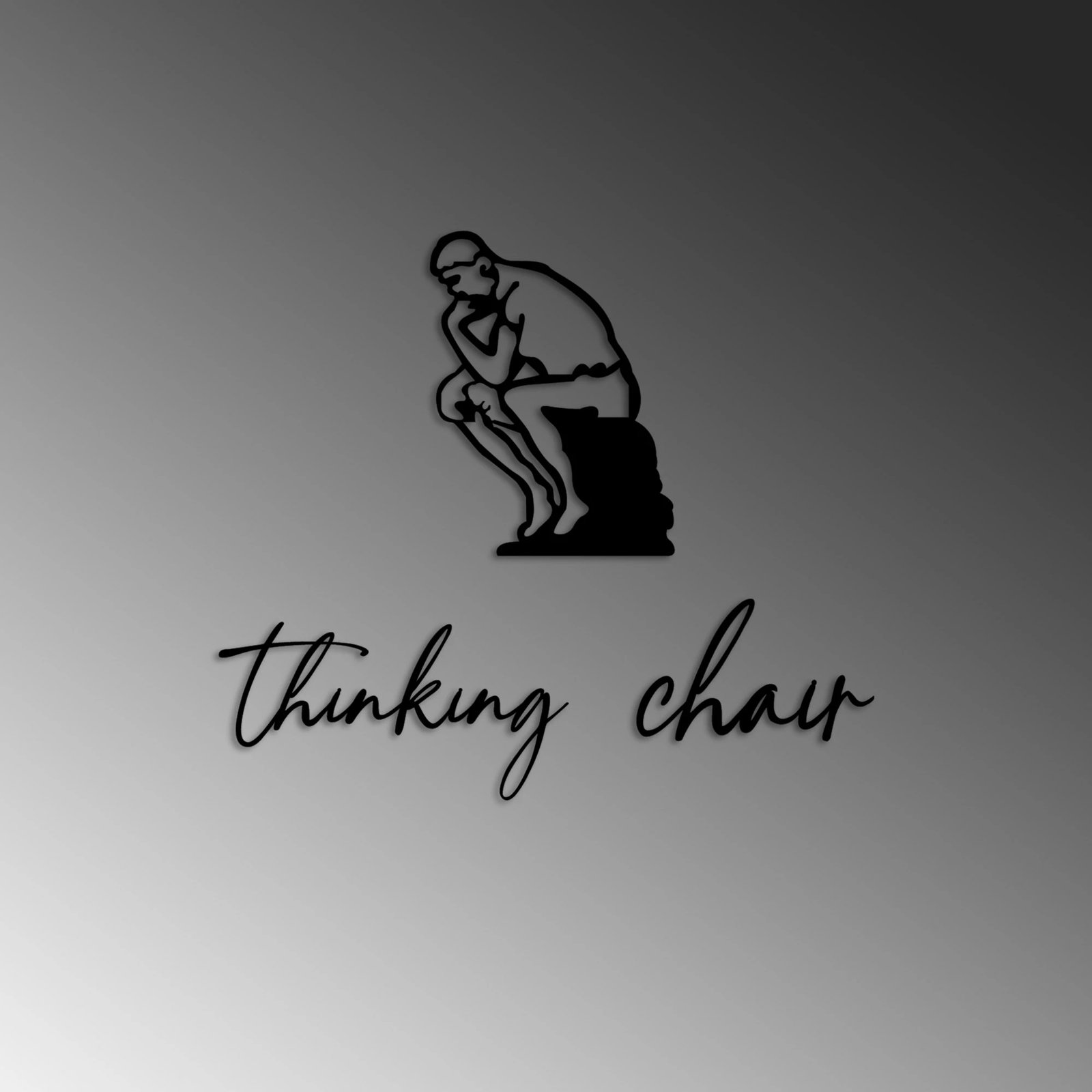 Aksesor dekorativ metalik për mur, Thinking Chair, ngjyrë e zezë, set prej 3 pjesësh