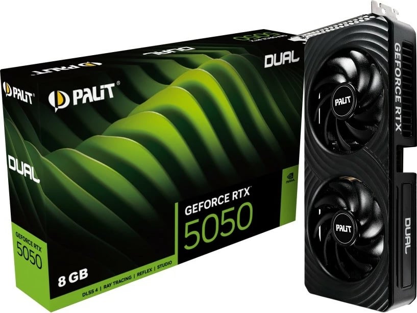 Kartelë grafike Palit GeForce RTX 5050 DUAL, 8GB GDDR6, 128-bit, e zezë