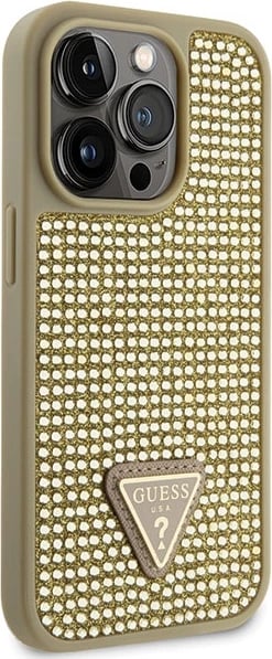 Mbështjellës Guess GUHCP14LHDGTPD për iPhone 14 Pro 6.1", Rhinestone Triangle, ari