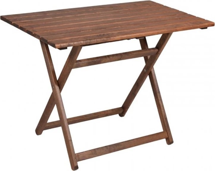 Tavolinë me karrige Retto, set 5 pjesë, dru ahu, ngjyrë arre-PVC kafe, 100x60x71cm