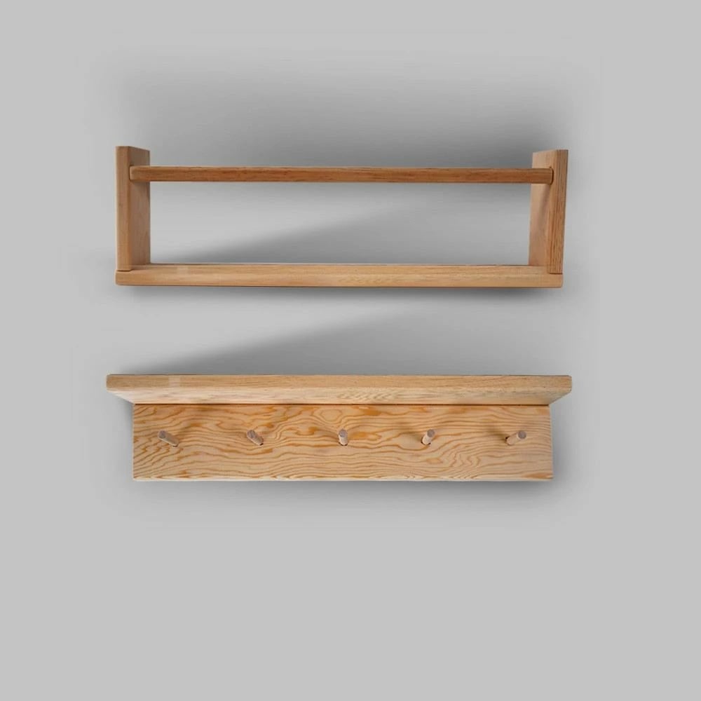 Raft muri prej druri, ngjyrë lisi, 2 copë, Skye Decor, BLTYZ-AKTV038