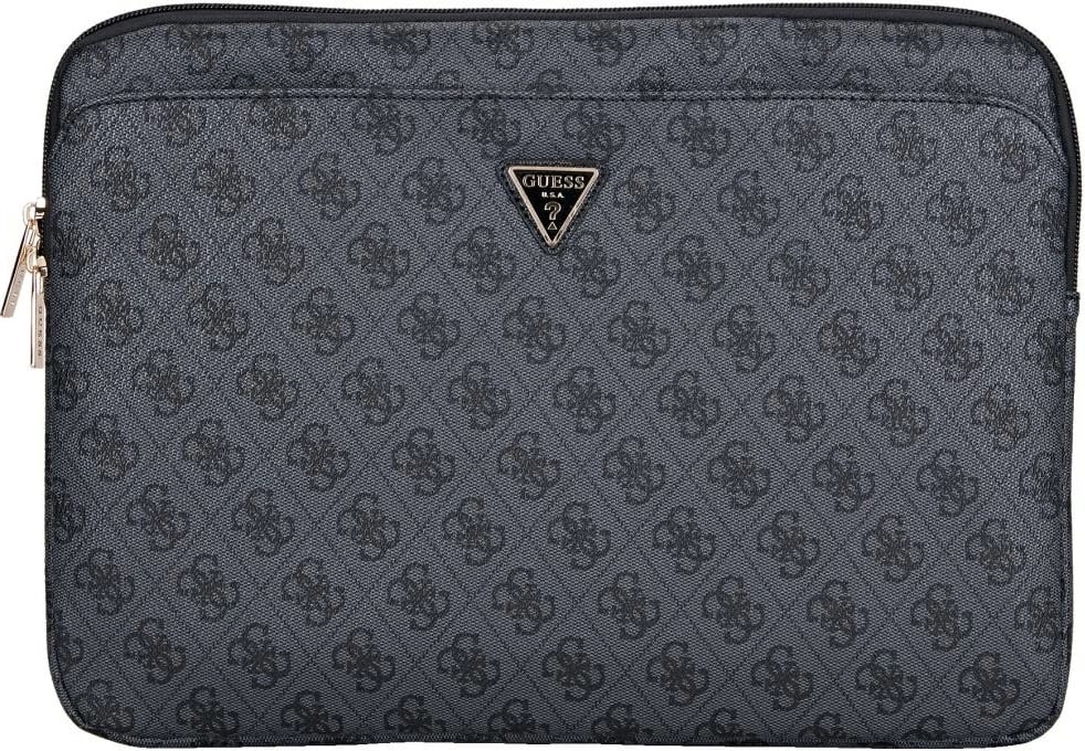 Mbështjellës laptopi Guess 4G Zipper Pocket Triangle Logo, 14", i zi