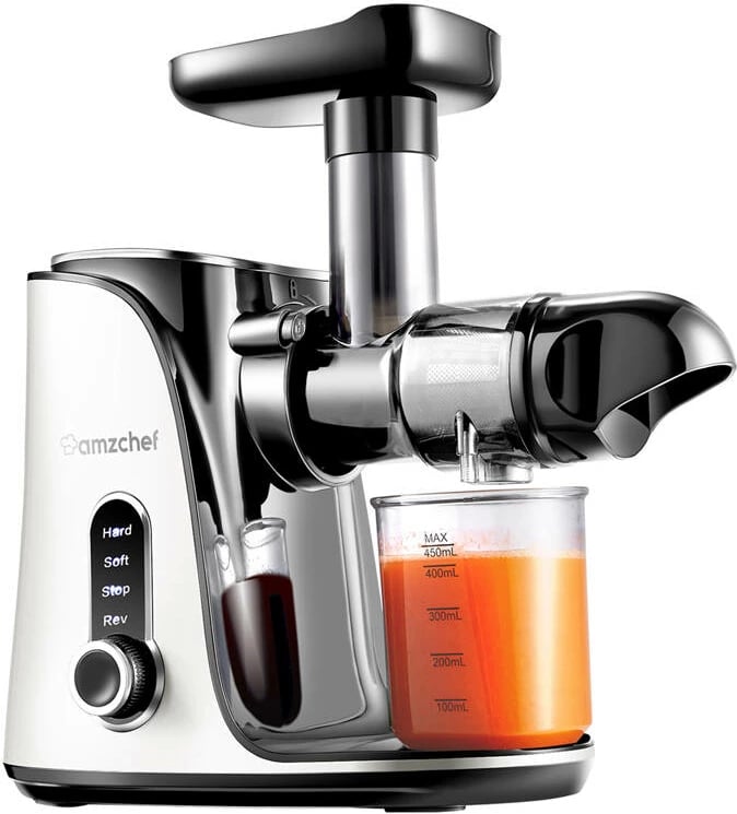 Shtrydhëse frutash AMZCHEF GM3001-WT, 4-në-1, 2 shishe 500 ml, e bardhë