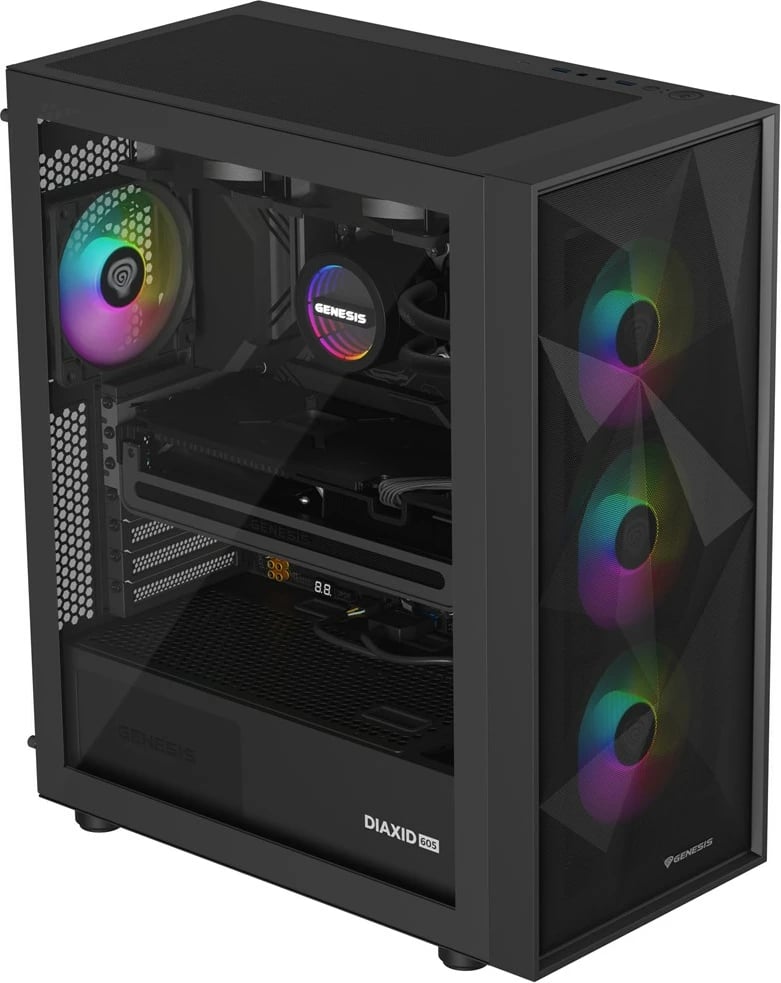 Kasë ftohëse me ujë GENESIS NLG-2319 për procesor, 2 ventilatorë, RGB, e zezë
