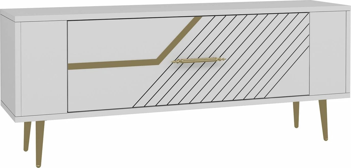 Komodë TV Skye Decor, Retrolp5, e bardhë dhe ari