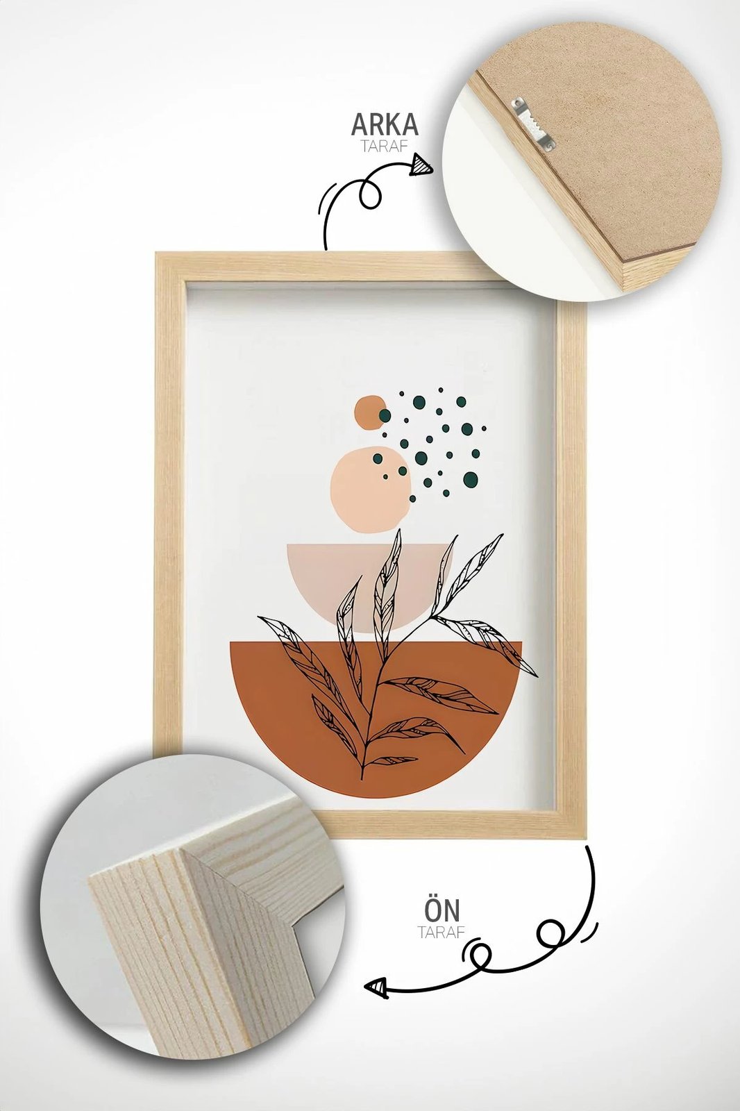 Pikturë dekorative me kornizë (3 copë), Wallity, Artvmodel14-Ahsap