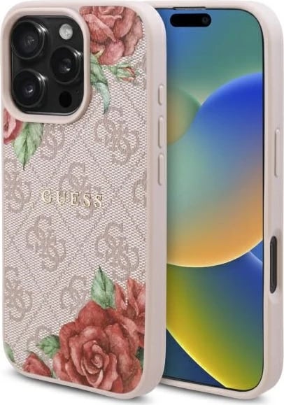 Mbështjellës Guess GUHMP16XP4ROPEMCP për iPhone 16 Pro Max 6.9", MagSafe, Rozë